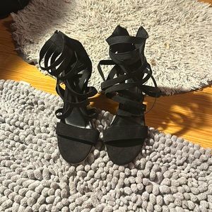 Black heels zip up in the back